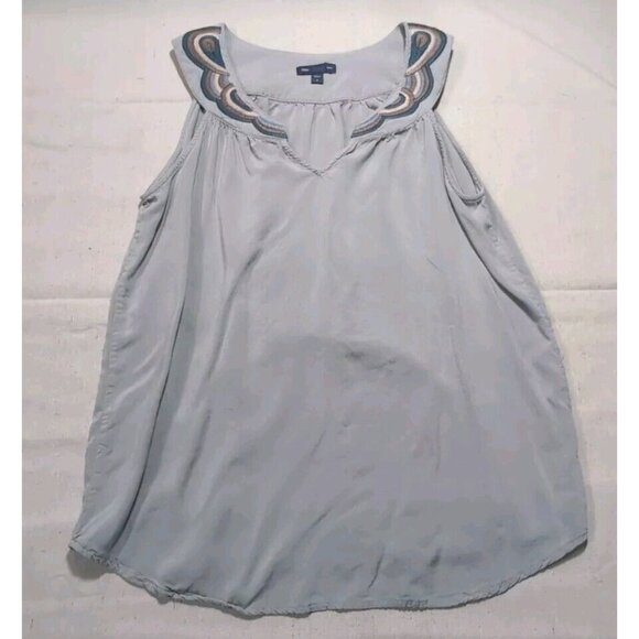GAP Women's Gray Colorful Embroidery V-Neck Tank Size Medium - Picture 1 of 10